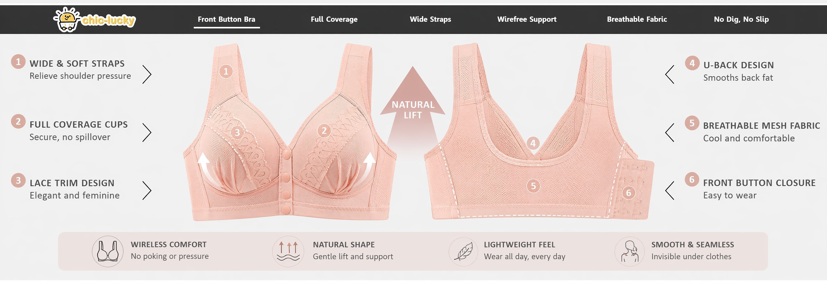📢👙LAST DAY SPECIAL PRICE⚡CloudComfort™ Front-Button Cotton Bra – Breathable • Wire-Free • All-Day Support • Non-Padded & Skin-Friendly 🌿
