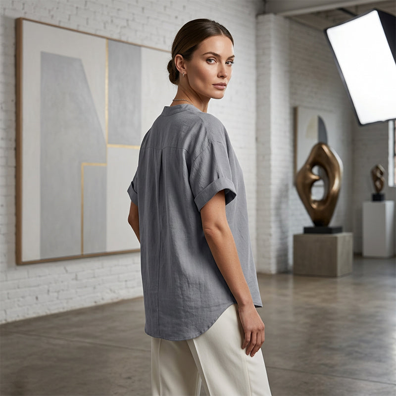 🌸Spring Sale 50% OFF👕Fashion Loose Solid Color Short Sleeve Top