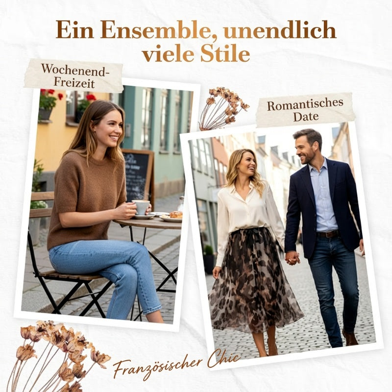 ✨🔥Ensemble deux pièces pour femme composé d'un pull et d'une jupe fluide à imprimé léopard