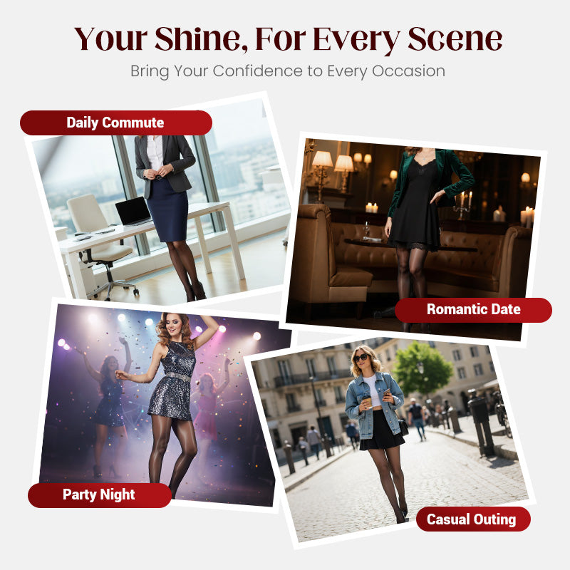 🏆 BUY 1 GET 1 FREE! 🔥 Transparent High-Waisted Shiny Sheer Tights for Women - Sheer & Comfortable 👑✨