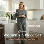 ⏳⏰Women's Crew Neck Top & Drawstring Pants Set👚👖
