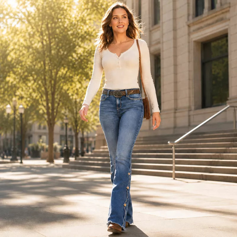 ⏰Last Day Sale 50% OFF& Free Shipping✈️💃Women High Waisted Distressed Flare Jeans