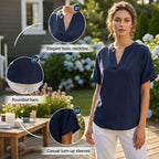 🌸Spring Sale 50% OFF👕Fashion Loose Solid Color Short Sleeve Top