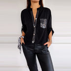 🌷Cotton V-neck Sequin Mid-sleeve Casual Top – Everyday Comfort With a Touch of Sparkle