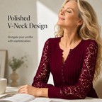 Women's Casual Lace Long-Sleeved V-Neck Top