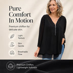 Double-Layer V-neck Zipper 3/4 Sleeves Soft Tops