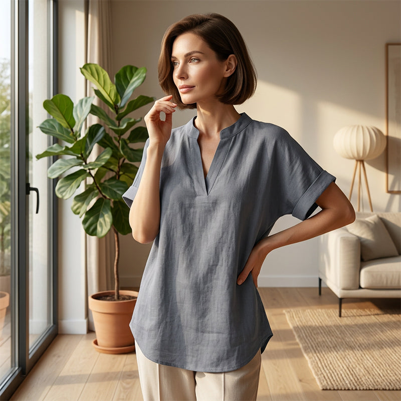 🌸Spring Sale 50% OFF👕Fashion Loose Solid Color Short Sleeve Top