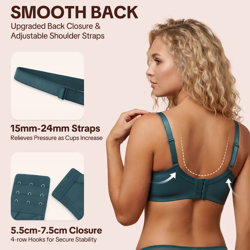 💞50K+ SOLD!👙HSIA Enchante Floral Lace Plus Size Underwire Unlined Unpadded Minimizer Full Coverage Bra Women's Wear Comfortable Breathable Mesh Cup