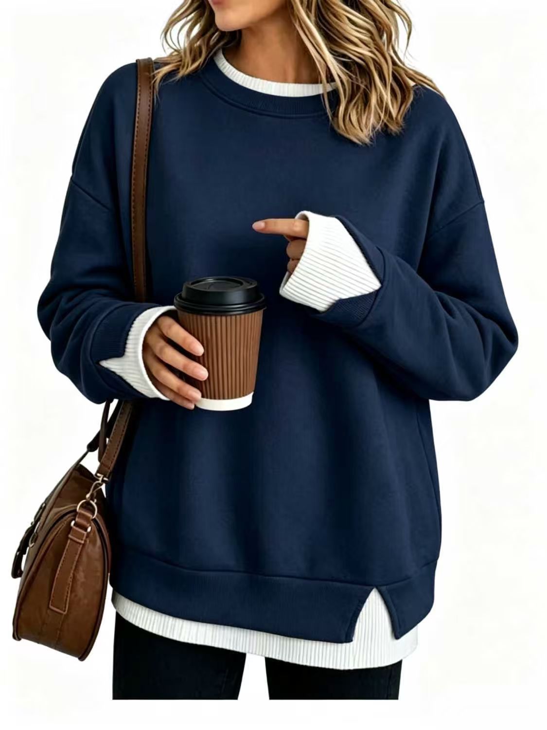 👚 2026 Autumn Hot Sale 50% OFF!✨ Women's Loose Faux Two‑Piece Sweatshirt