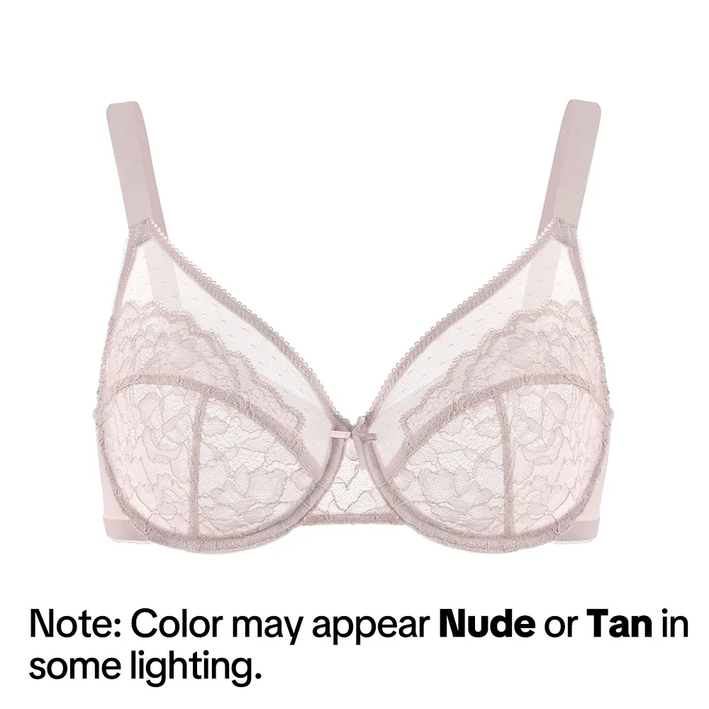 💞50K+ SOLD!👙HSIA Enchante Floral Lace Plus Size Underwire Unlined Unpadded Minimizer Full Coverage Bra Women's Wear Comfortable Breathable Mesh Cup