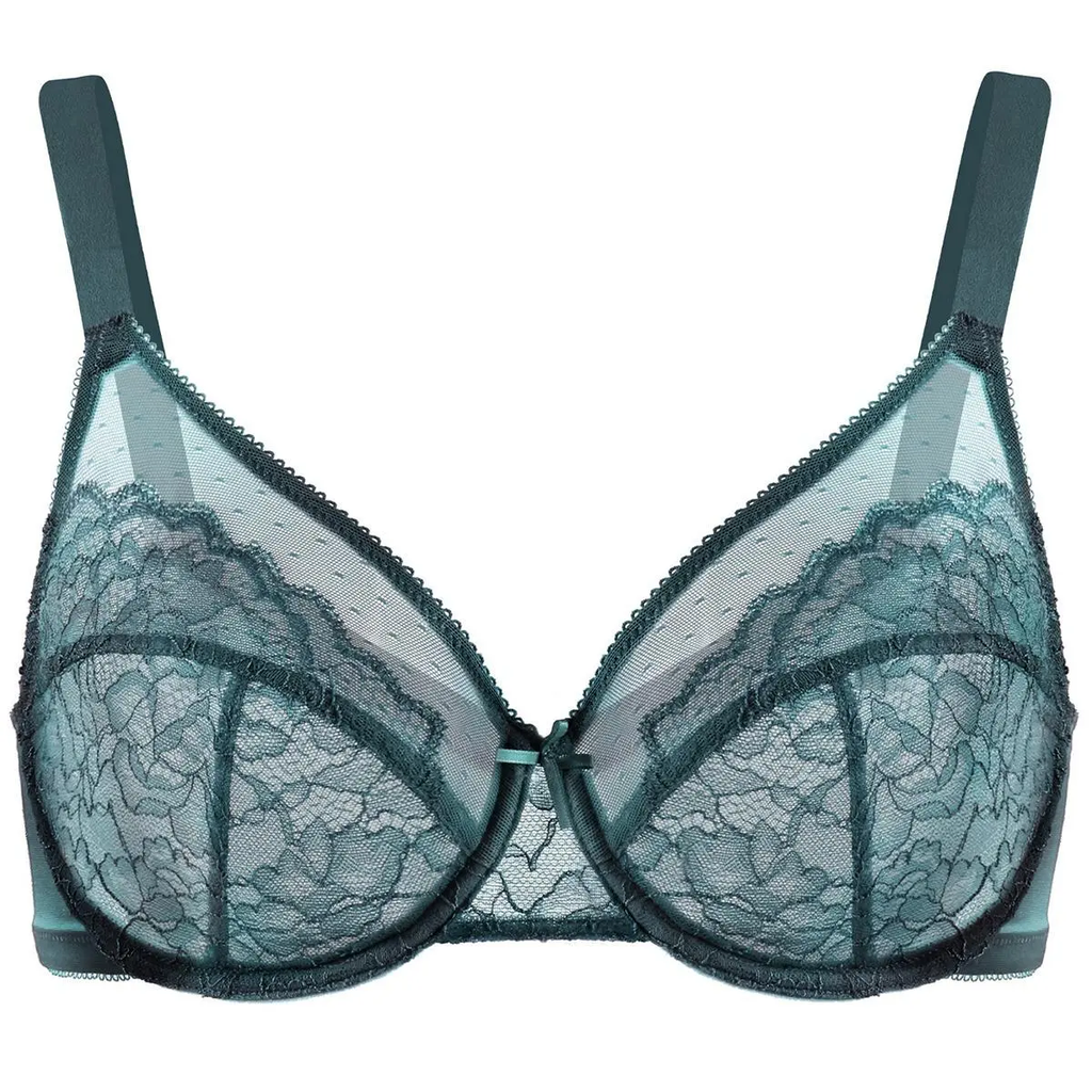 💞50K+ SOLD!👙HSIA Enchante Floral Lace Plus Size Underwire Unlined Unpadded Minimizer Full Coverage Bra Women's Wear Comfortable Breathable Mesh Cup