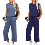 Women's  Sleeveless Top & Wide-Leg Pants 2-Piece Set