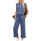 Women's  Sleeveless Top & Wide-Leg Pants 2-Piece Set