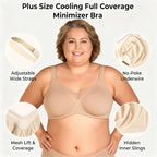 🏆 Last Day Special Price $ 19.99 ! 💐Women's Plus Size Cooling Full Coverage Minimizer Bra