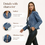 🎁New arrival 50% OFF💥Women's Ruffle Trim Open-Front Denim Jacket