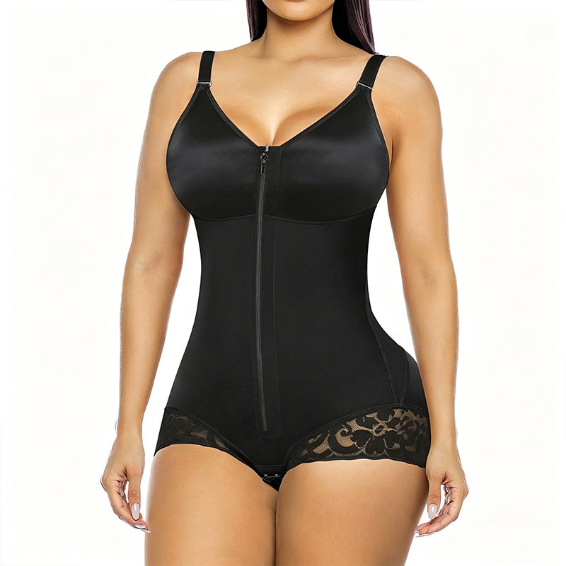 Women's Tummy Control Zip-Up Shapewear Bodysuit