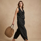 🎁New Arrivals 50% OFF💥Sleeveless Cowl Neck Jumpsuit – Halter, Wide-Leg, Elegant
