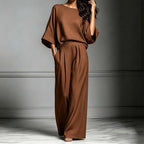 🏆LAST DAY SALE 50% OFF🔥Women's Two-Piece Loose Fit Top and Wide-Leg Pants Set