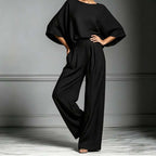🏆LAST DAY SALE 50% OFF🔥Women's Two-Piece Loose Fit Top and Wide-Leg Pants Set