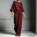 🏆LAST DAY SALE 50% OFF🔥Women's Two-Piece Loose Fit Top and Wide-Leg Pants Set