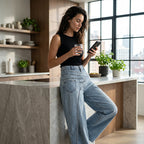 ⏳Time-Limited Special⏰Women's Asymmetrical Waist Wide Leg Jeans – Unique waist design, relaxed fit & versatile – Perfect for chic everyday style & casual outings 🌿