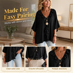 Trending Now⭐💫 Flowy V-Neck Top with Ruffle Accent – Versatile Solid Color That Pairs with Everything