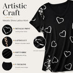👗 LIMITED-TIME 50% OFF! Women’s Heart Print Cutout Lace-Up Short Sleeve Top, Casual V-Neck Daily Blouse