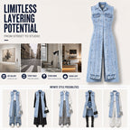 🎉 2026 Sale — Over 24,000 Sold! 💞 Women Sleeveless High Slit Denim Vest Dress Longline Jean Jacket