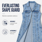 🎉 2026 Sale — Over 24,000 Sold! 💞 Women Sleeveless High Slit Denim Vest Dress Longline Jean Jacket