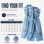 🎉 2026 Sale — Over 24,000 Sold! 💞 Women Sleeveless High Slit Denim Vest Dress Longline Jean Jacket