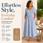 🎉 LIMITED TIME 50% OFF! 👗 Striped Pocket Dress – Soft & Versatile Everyday Style