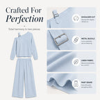 🔥BestSeller🔥Two-piece set with off-the-shoulder top and wide-leg pants—in a soft linen blend for an elegant silhouette