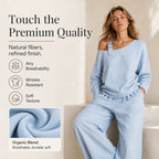 🔥BestSeller🔥Two-piece set with off-the-shoulder top and wide-leg pants—in a soft linen blend for an elegant silhouette