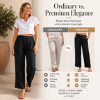 🔥👖Women's Relaxed Fit Linen Blend Pants – Classic Straight Leg Trousers