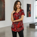Women's Plus-Size V-Neck Top – Soft & Breathable Pattern Design