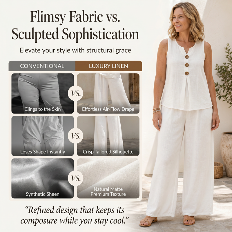 Women's Sleeveless Button Top and Loose Pants Set