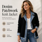 Seasonal Style🛍️Women’s Elegant Denim Spliced Ribbed Knit Coat