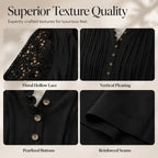 Women's Casual Lace Long-Sleeved V-Neck Top