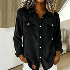 Women's Casual Ribbed Button Down Shirt