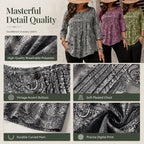 Women's Plus Size Paisley Print Blouse – Loose Fit & Curved Hem Design