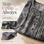 Women's Plus Size Paisley Print Blouse – Loose Fit & Curved Hem Design