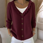 Bestseller🏆👚 Ruffle Collar Knit Cardigan – Elegant Drape & All-Day Comfort for Every Look