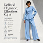 🌸Hot Sale 50% OFF💖Women's Elegant Puff Sleeve Top & Wide-Leg Pants Set