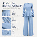 🌸Hot Sale 50% OFF💖Women's Elegant Puff Sleeve Top & Wide-Leg Pants Set