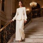 🌸Hot Sale 50% OFF💖Women's Elegant Puff Sleeve Top & Wide-Leg Pants Set