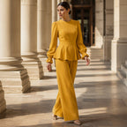 🌸Hot Sale 50% OFF💖Women's Elegant Puff Sleeve Top & Wide-Leg Pants Set
