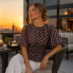Women's Waist-Defining Polka Dot Top