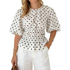 Women's Waist-Defining Polka Dot Top