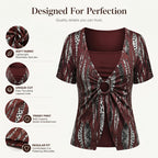 Retro Leopard Mock 2-Piece Top – Square Neck & Breezy Design