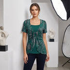 Retro Leopard Mock 2-Piece Top – Square Neck & Breezy Design